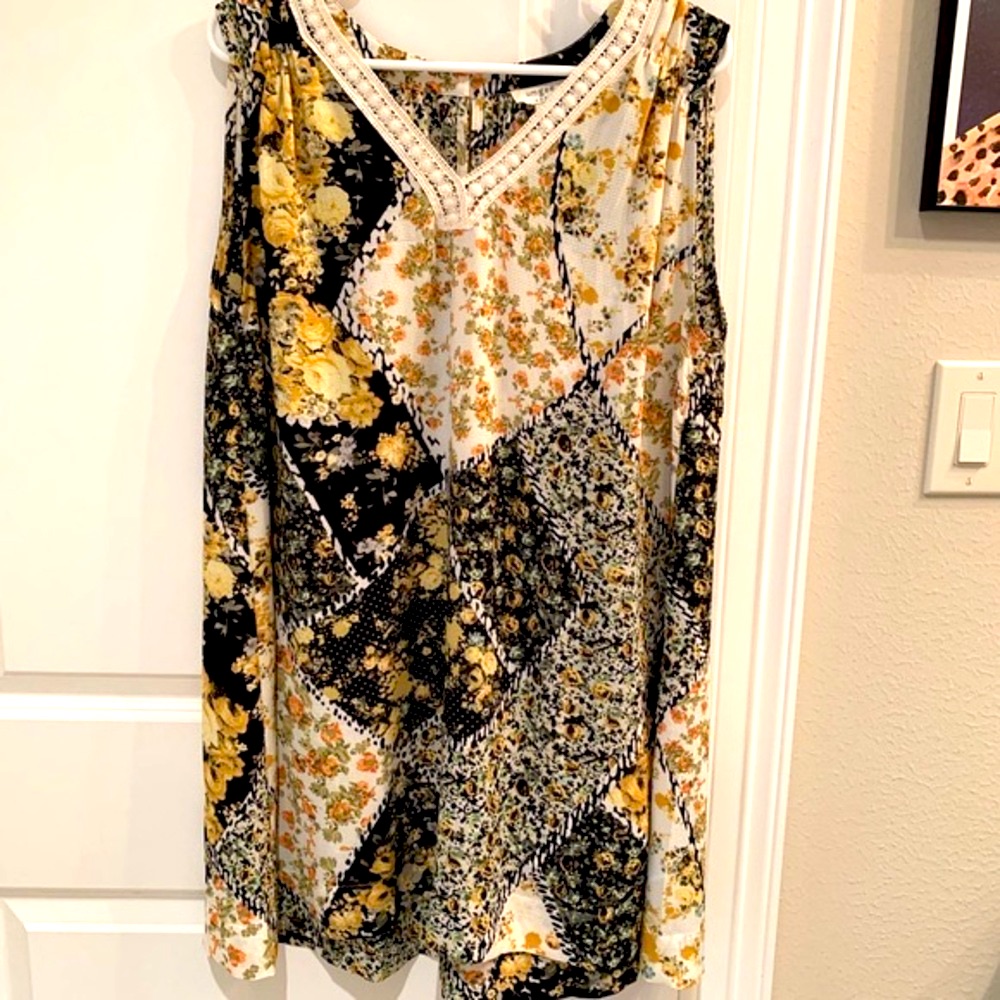 Umgee Patchwork Swing Dress Tunic Size Small